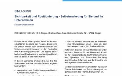 Hear me speak – Veranstaltung mit der IHK – Selbstmarketing für Dich und Dein Business